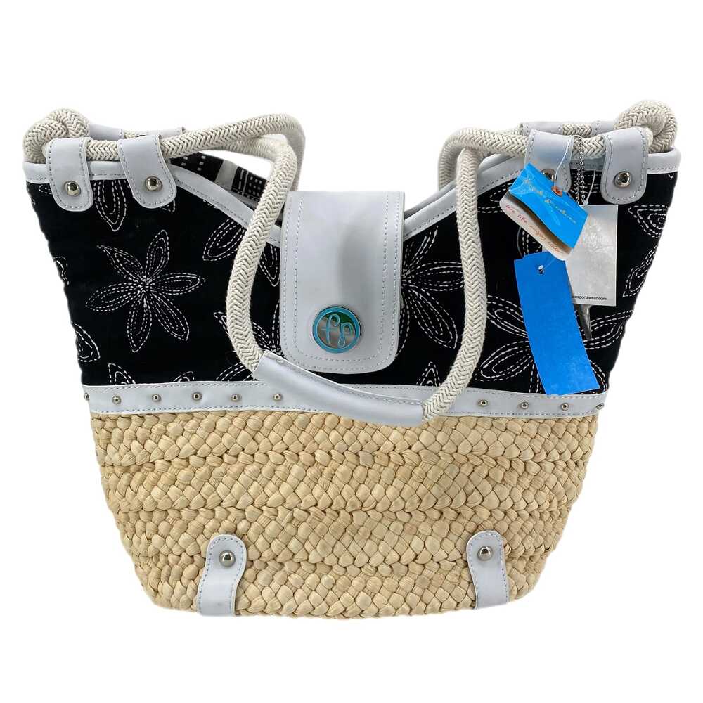 fresh produce Black White Tote Bag Beach Themed Small Magnetic Closure